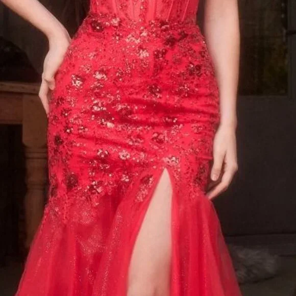 NEW FORMAL SLEEVELESS STRAPLESS MERMAID GALA GOWN W/ SEQUINS EMBROIDERY CD A1388